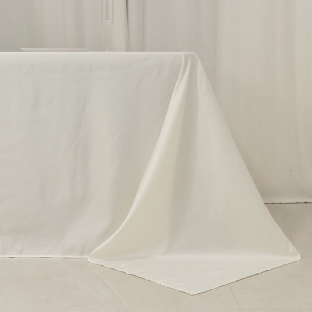 Lamour Satin 90"x156" Rectangle Tablecloth Ivory - Luxurious, Soft Seamless Table Cover - Bell Racket Store