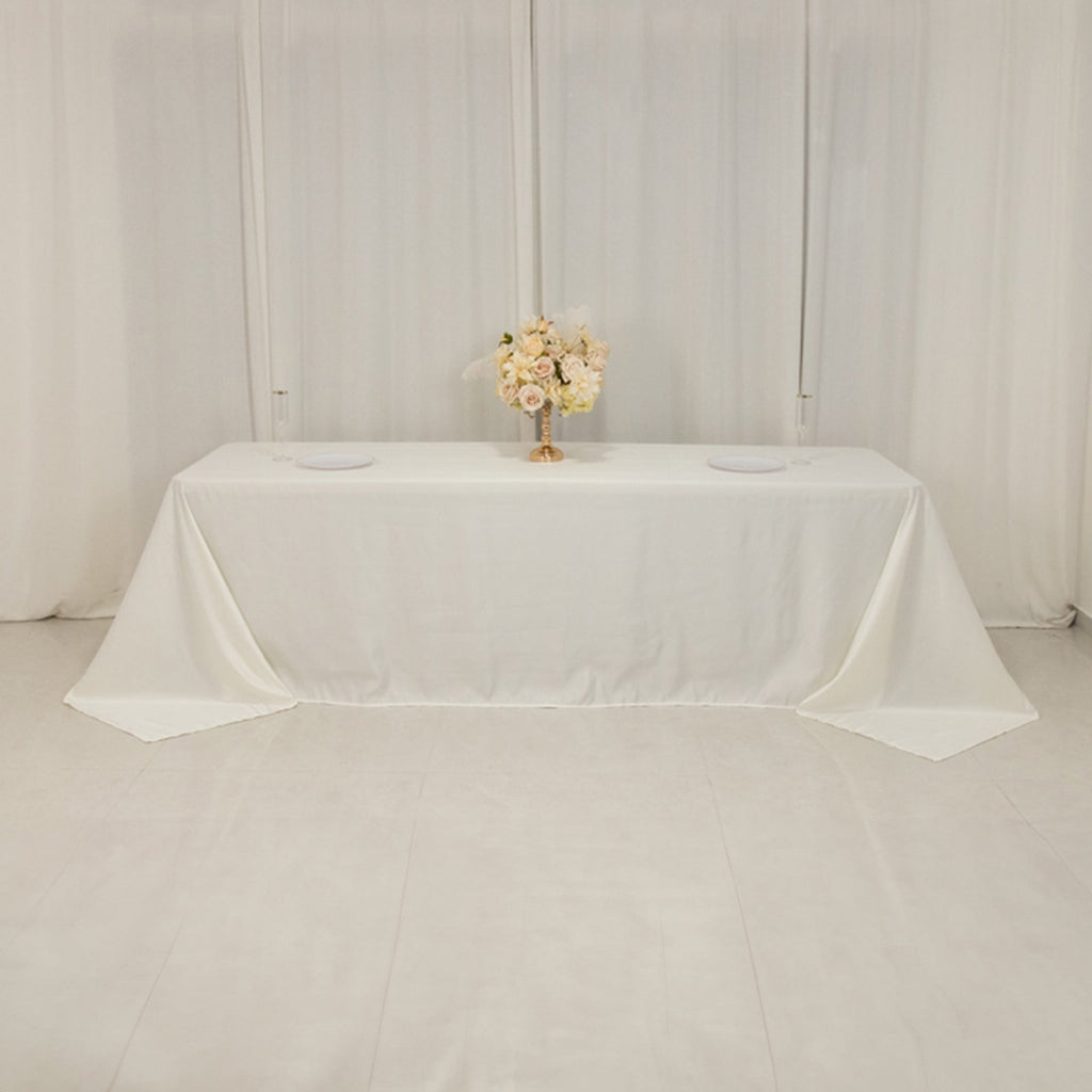 Lamour Satin 90"x156" Rectangle Tablecloth Ivory - Luxurious, Soft Seamless Table Cover - Bell Racket Store