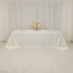 Lamour Satin 90"x156" Rectangle Tablecloth Ivory - Luxurious, Soft Seamless Table Cover - Bell Racket Store