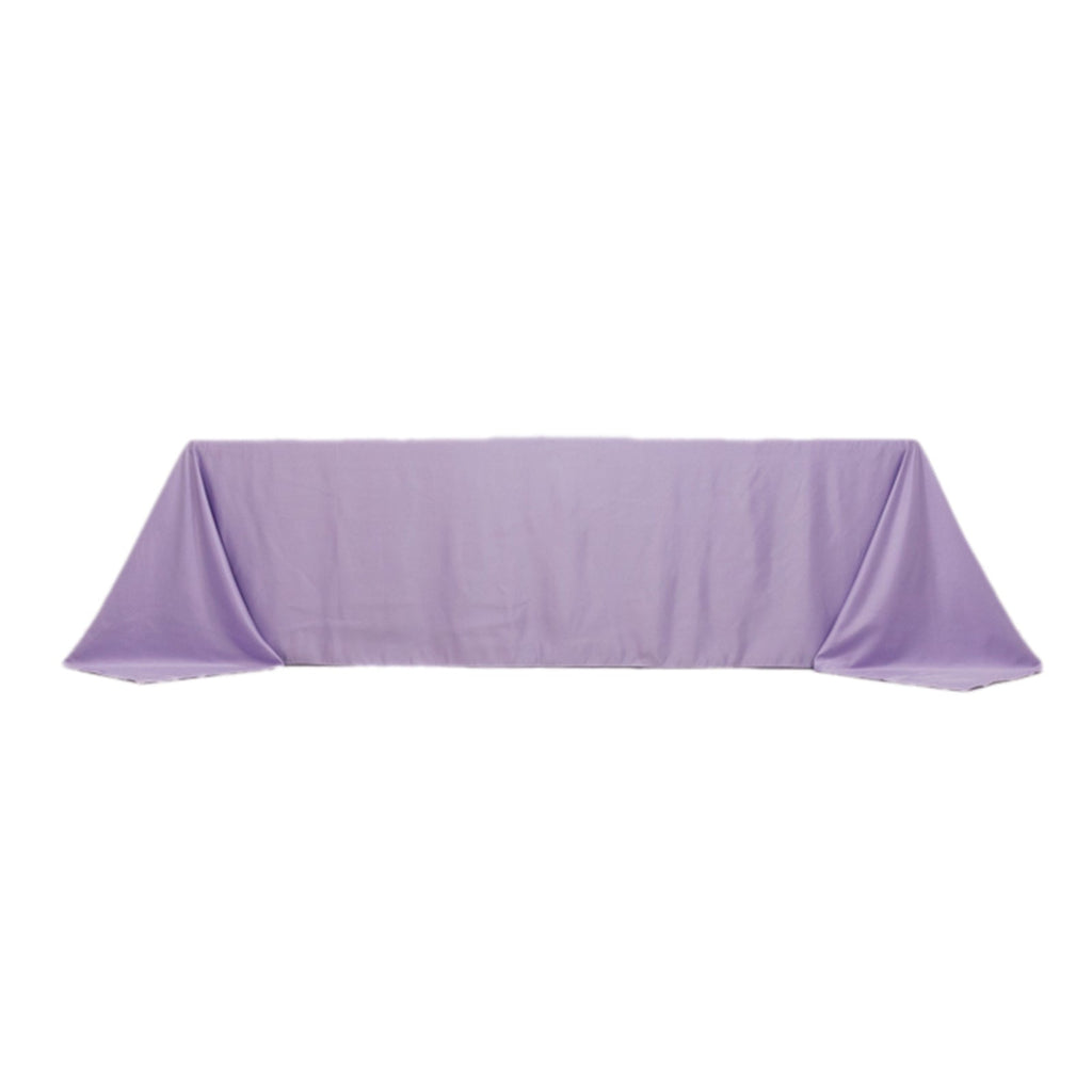 Lamour Satin 90"x156" Rectangle Tablecloth Lavender Lilac - Luxurious, Soft Seamless Table Cover - Bell Racket Store