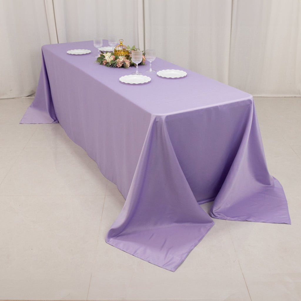 Lamour Satin 90"x156" Rectangle Tablecloth Lavender Lilac - Luxurious, Soft Seamless Table Cover - Bell Racket Store