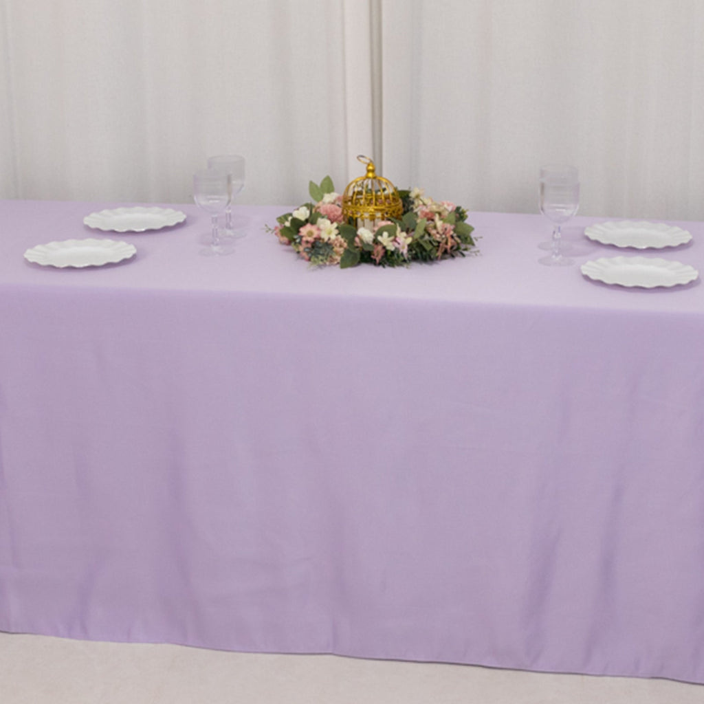 Lamour Satin 90"x156" Rectangle Tablecloth Lavender Lilac - Luxurious, Soft Seamless Table Cover - Bell Racket Store