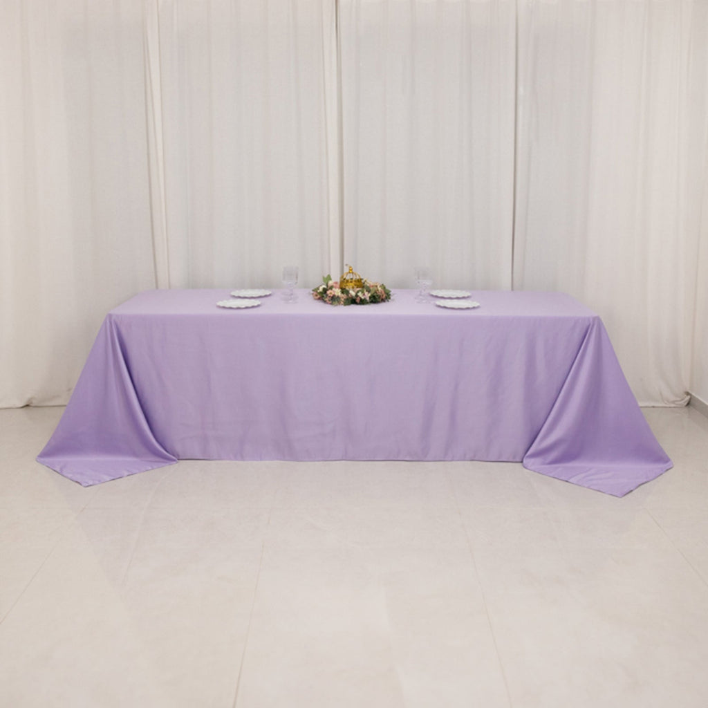 Lamour Satin 90"x156" Rectangle Tablecloth Lavender Lilac - Luxurious, Soft Seamless Table Cover - Bell Racket Store