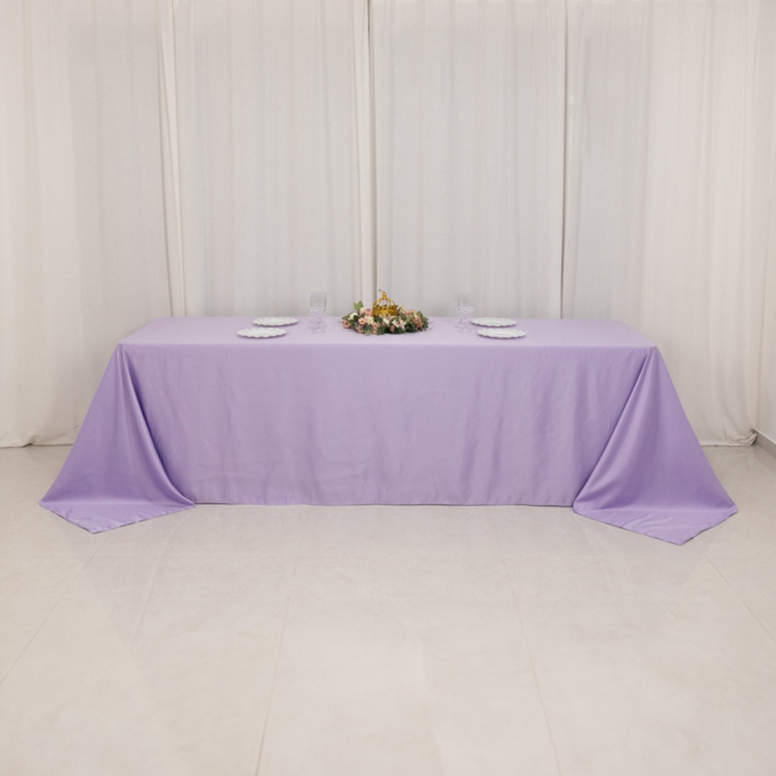 Lamour Satin 90"x156" Rectangle Tablecloth Lavender Lilac - Luxurious, Soft Seamless Table Cover - Bell Racket Store
