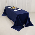 Lamour Satin 90"x156" Rectangle Tablecloth Navy Blue - Luxurious, Soft Seamless Table Cover - Bell Racket Store
