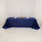 Lamour Satin 90"x156" Rectangle Tablecloth Navy Blue - Luxurious, Soft Seamless Table Cover - Bell Racket Store