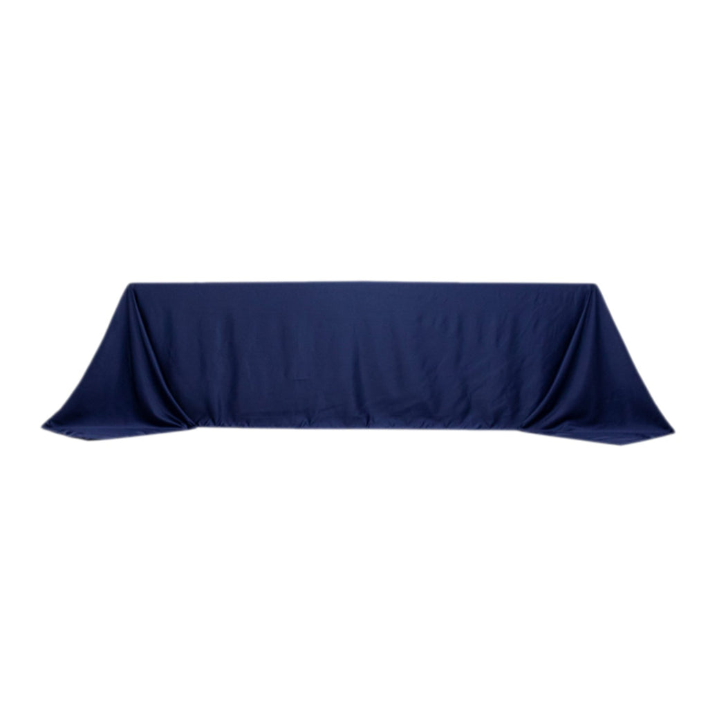 Lamour Satin 90"x156" Rectangle Tablecloth Navy Blue - Luxurious, Soft Seamless Table Cover - Bell Racket Store