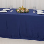 Lamour Satin 90"x156" Rectangle Tablecloth Navy Blue - Luxurious, Soft Seamless Table Cover - Bell Racket Store