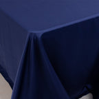 Lamour Satin 90"x156" Rectangle Tablecloth Navy Blue - Luxurious, Soft Seamless Table Cover - Bell Racket Store