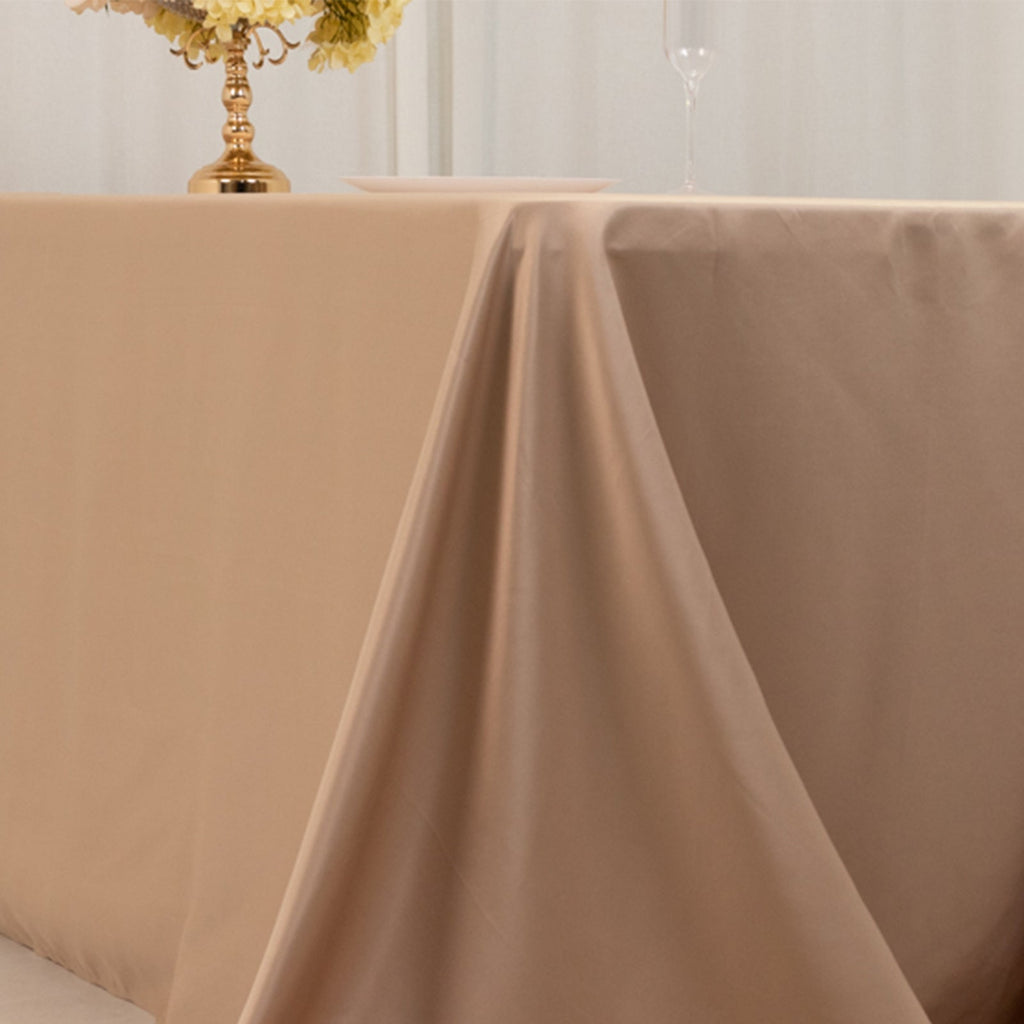 Lamour Satin 90"x156" Rectangle Tablecloth Nude - Luxurious, Soft Seamless Table Cover - Bell Racket Store