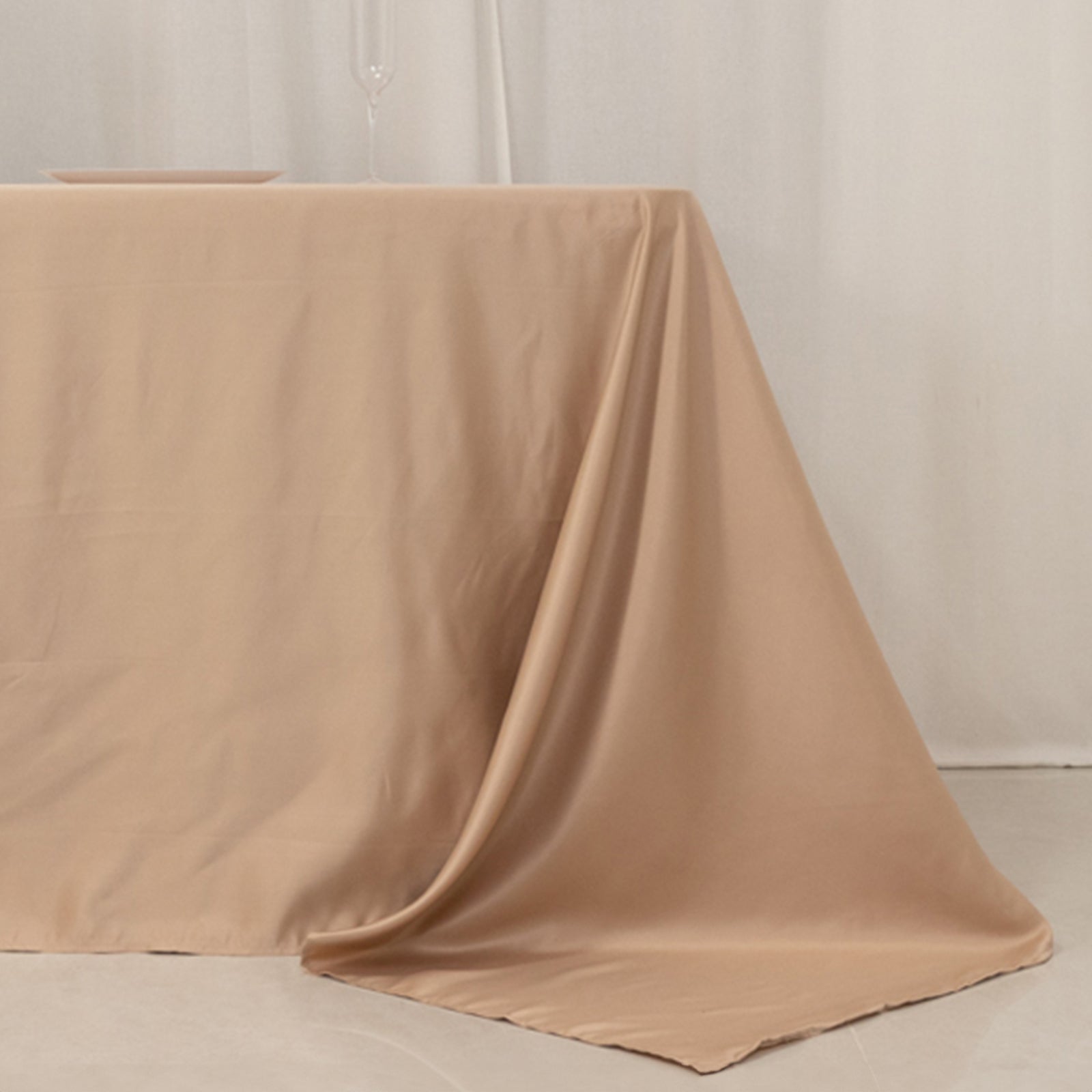 Lamour Satin 90"x156" Rectangle Tablecloth Nude - Luxurious, Soft Seamless Table Cover - Bell Racket Store