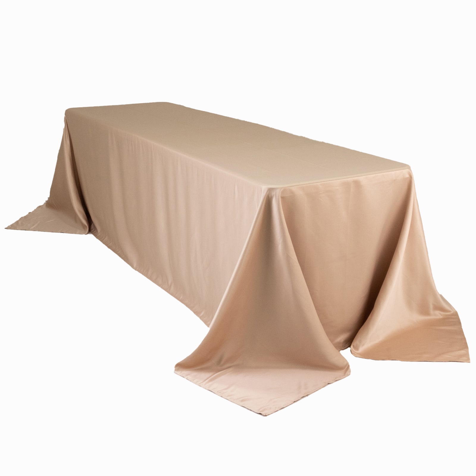 Lamour Satin 90"x156" Rectangle Tablecloth Nude - Luxurious, Soft Seamless Table Cover - Bell Racket Store