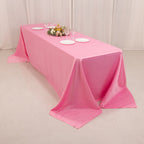 Lamour Satin 90"x156" Rectangle Tablecloth Pink - Luxurious, Soft Seamless Table Cover - Bell Racket Store