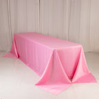 Lamour Satin 90"x156" Rectangle Tablecloth Pink - Luxurious, Soft Seamless Table Cover - Bell Racket Store