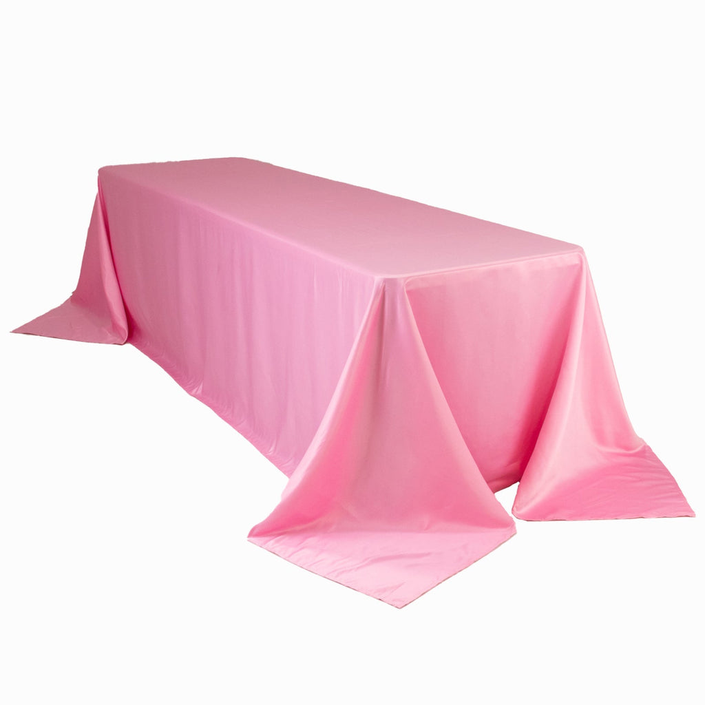 Lamour Satin 90"x156" Rectangle Tablecloth Pink - Luxurious, Soft Seamless Table Cover - Bell Racket Store