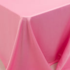 Lamour Satin 90"x156" Rectangle Tablecloth Pink - Luxurious, Soft Seamless Table Cover - Bell Racket Store