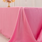 Lamour Satin 90"x156" Rectangle Tablecloth Pink - Luxurious, Soft Seamless Table Cover - Bell Racket Store