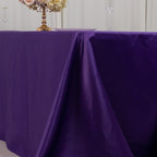 Lamour Satin 90"x156" Rectangle Tablecloth Purple - Luxurious, Soft Seamless Table Cover - Bell Racket Store