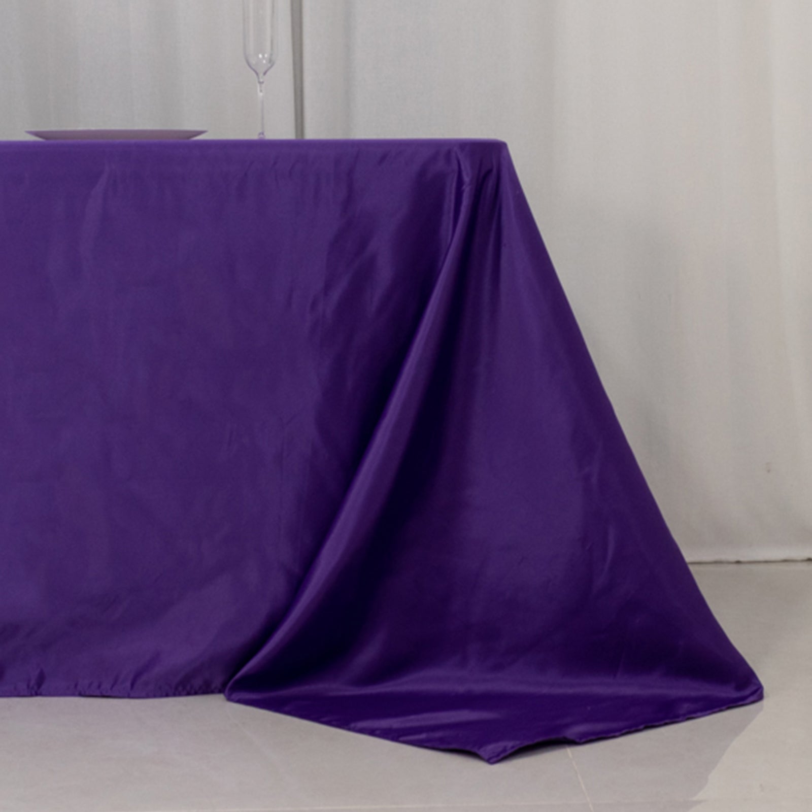 Lamour Satin 90"x156" Rectangle Tablecloth Purple - Luxurious, Soft Seamless Table Cover - Bell Racket Store