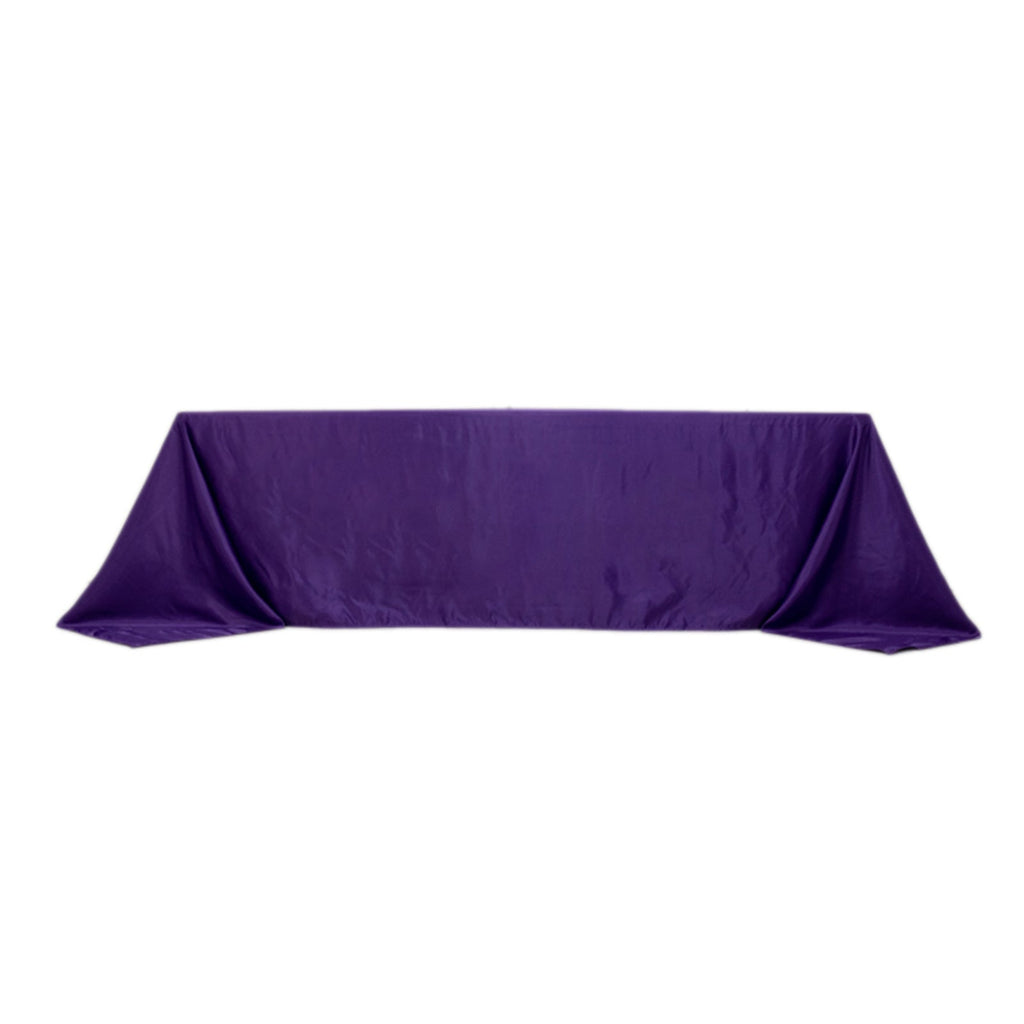 Lamour Satin 90"x156" Rectangle Tablecloth Purple - Luxurious, Soft Seamless Table Cover - Bell Racket Store