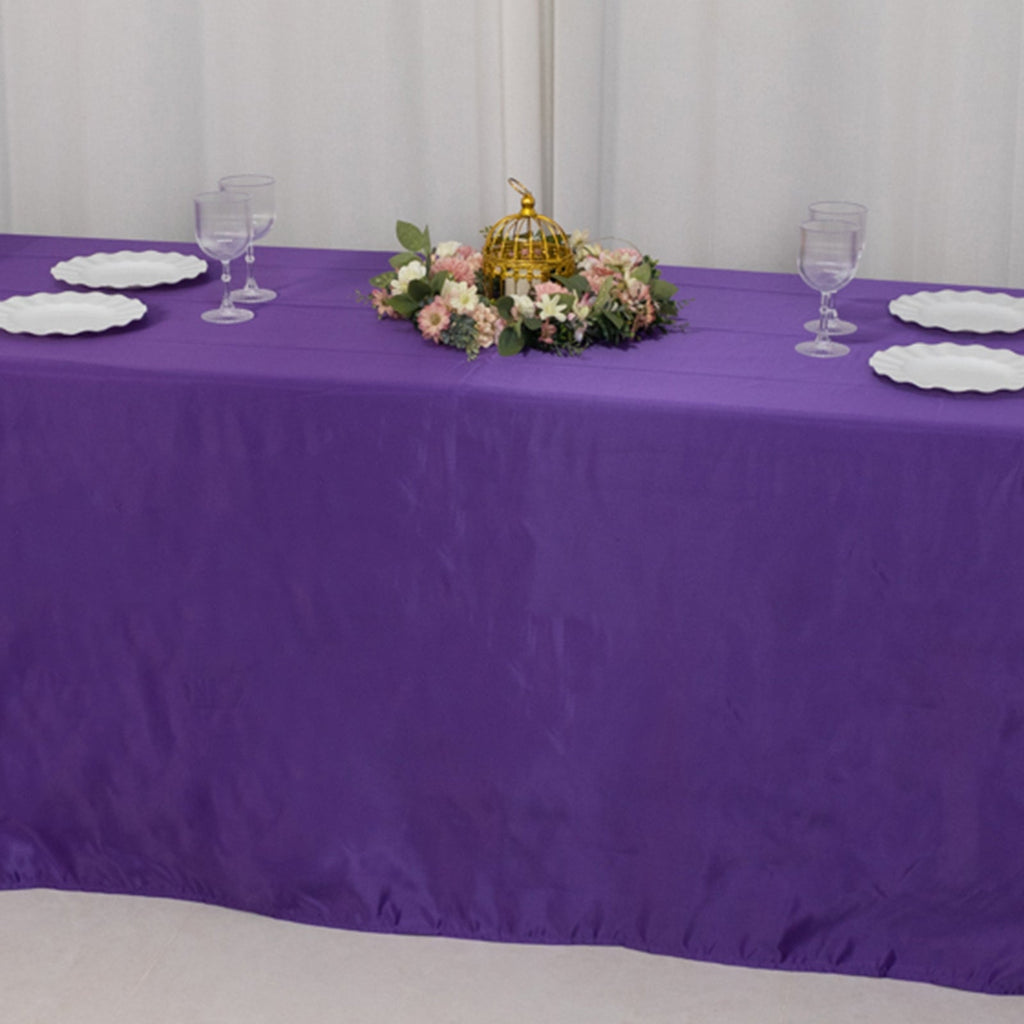 Lamour Satin 90"x156" Rectangle Tablecloth Purple - Luxurious, Soft Seamless Table Cover - Bell Racket Store