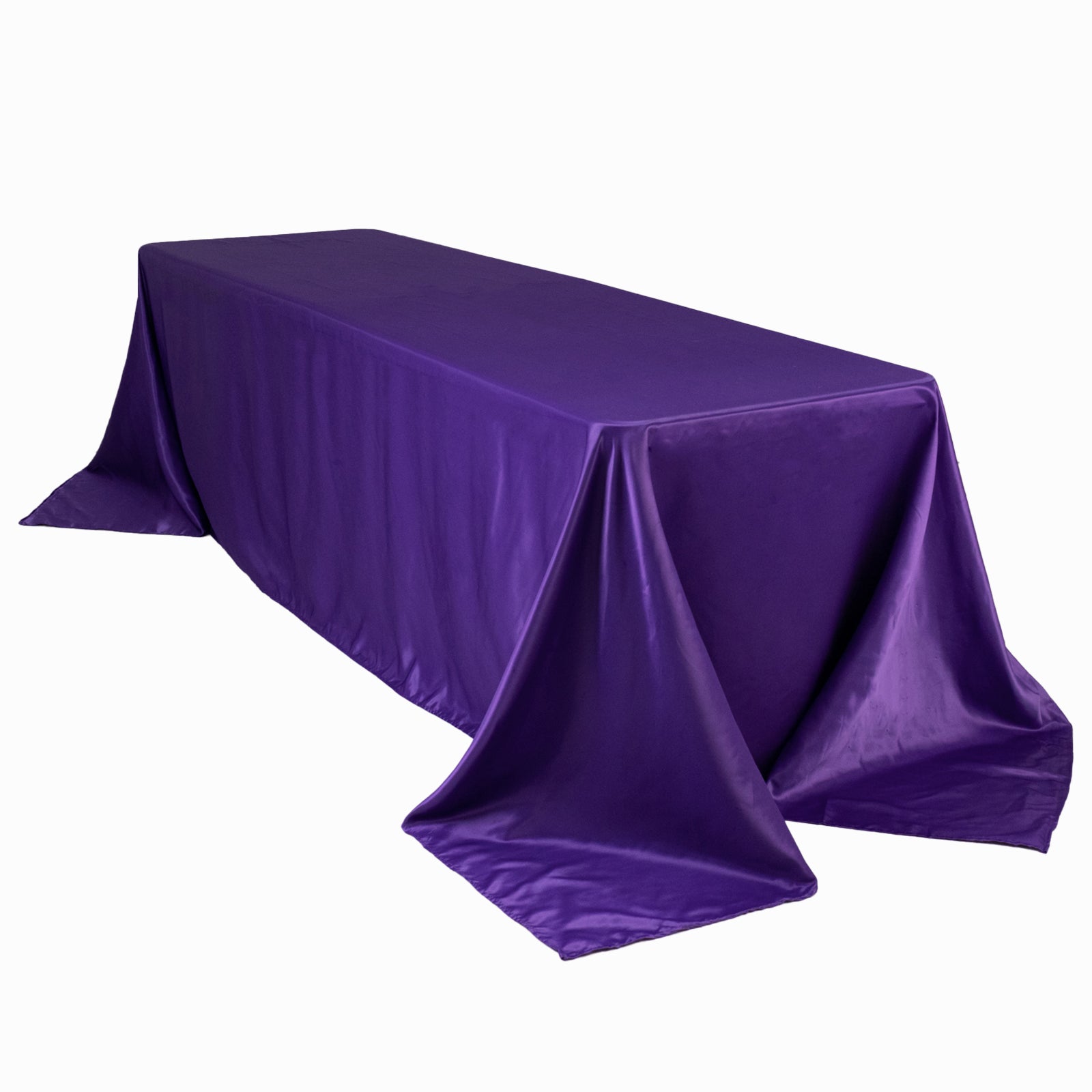 Lamour Satin 90"x156" Rectangle Tablecloth Purple - Luxurious, Soft Seamless Table Cover - Bell Racket Store