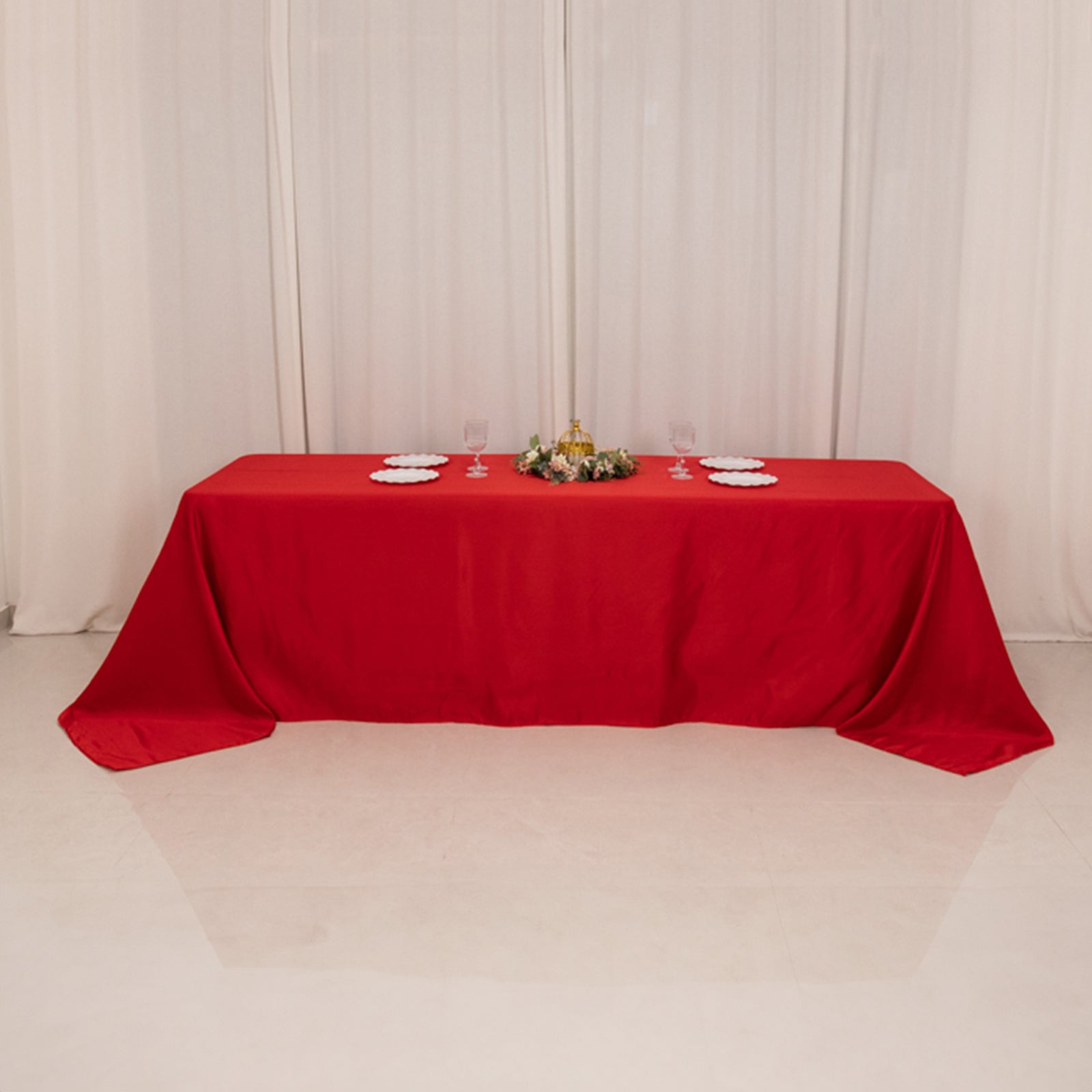 Lamour Satin 90"x156" Rectangle Tablecloth Red - Luxurious, Soft Seamless Table Cover - Bell Racket Store