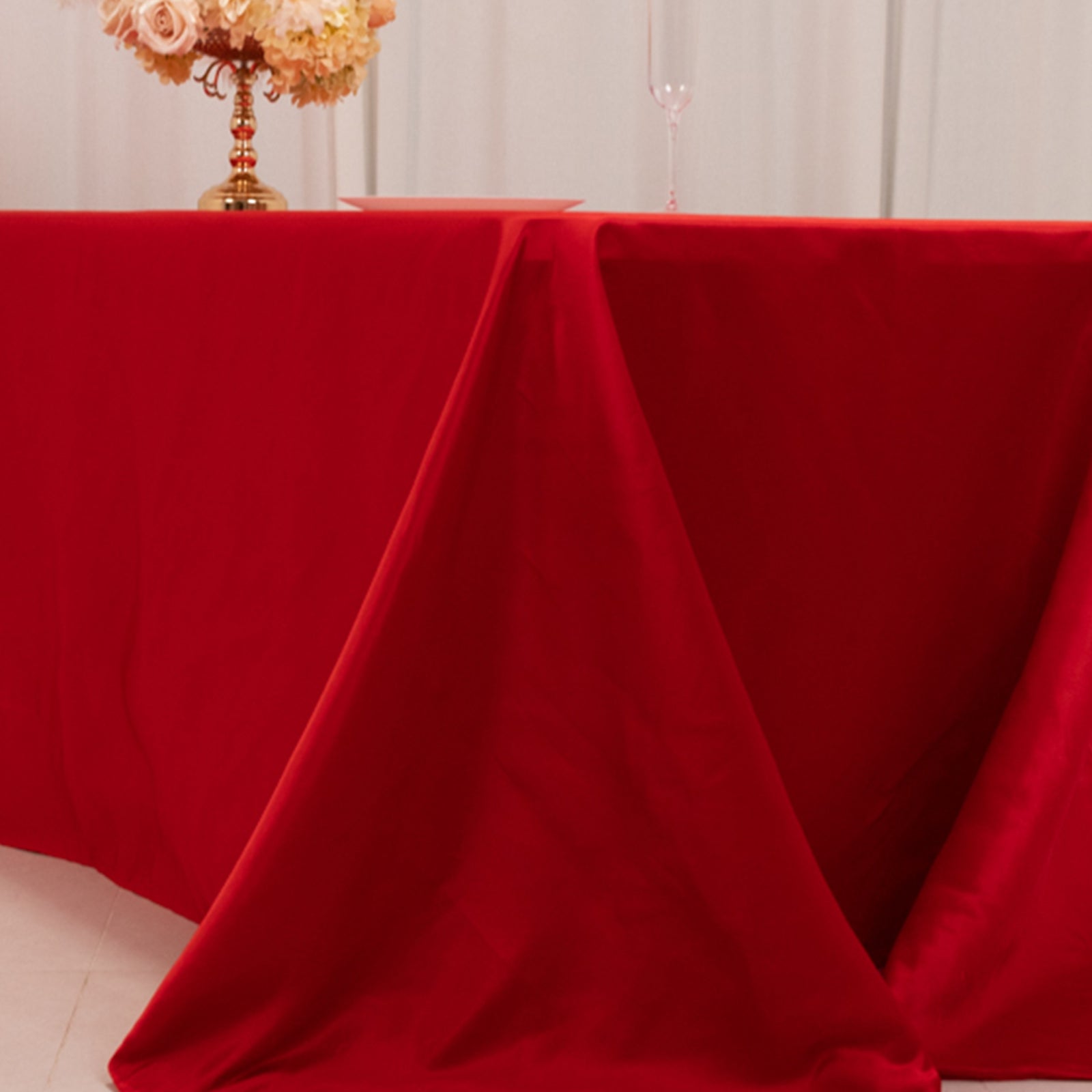 Lamour Satin 90"x156" Rectangle Tablecloth Red - Luxurious, Soft Seamless Table Cover - Bell Racket Store