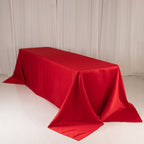 Lamour Satin 90"x156" Rectangle Tablecloth Red - Luxurious, Soft Seamless Table Cover - Bell Racket Store