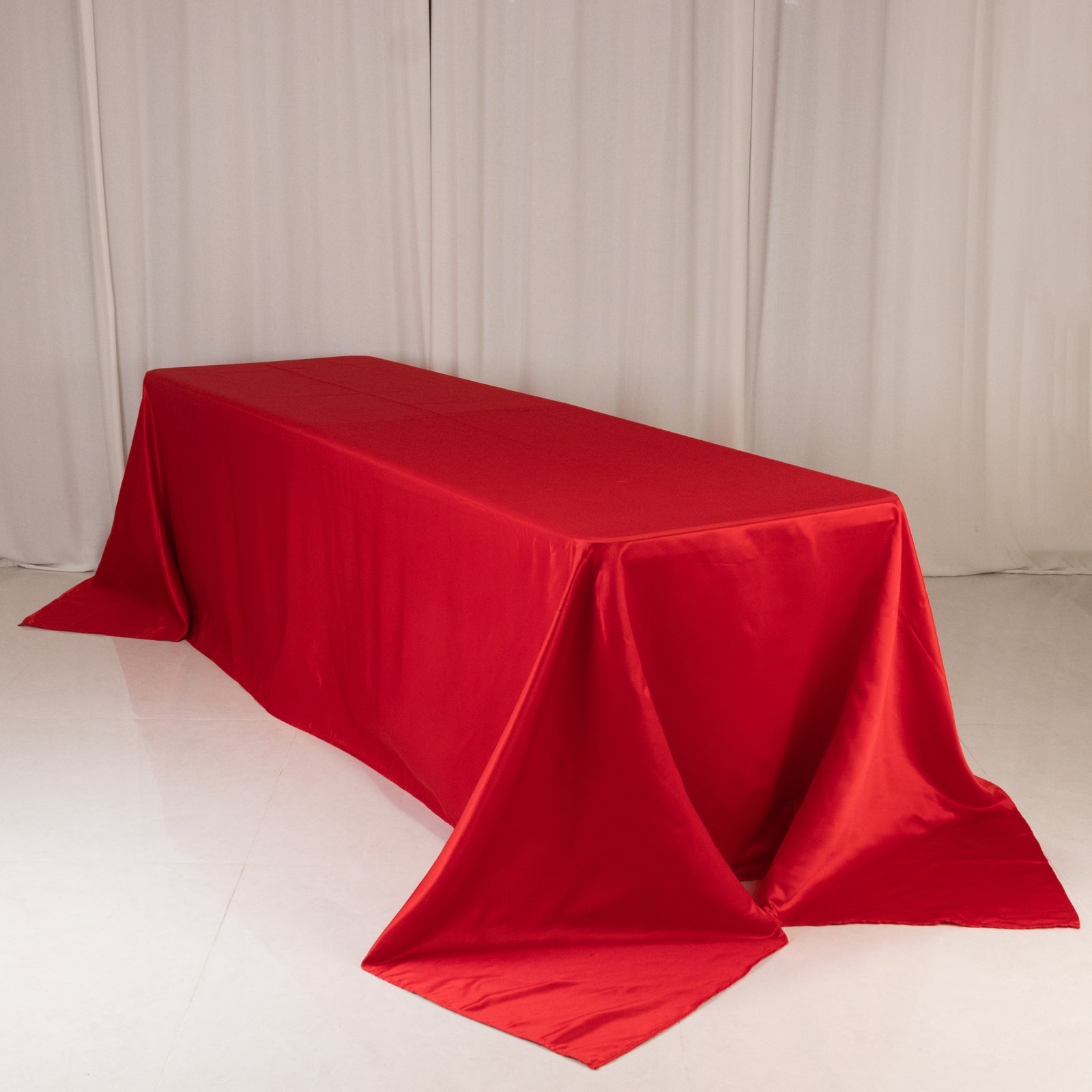 Lamour Satin 90"x156" Rectangle Tablecloth Red - Luxurious, Soft Seamless Table Cover - Bell Racket Store