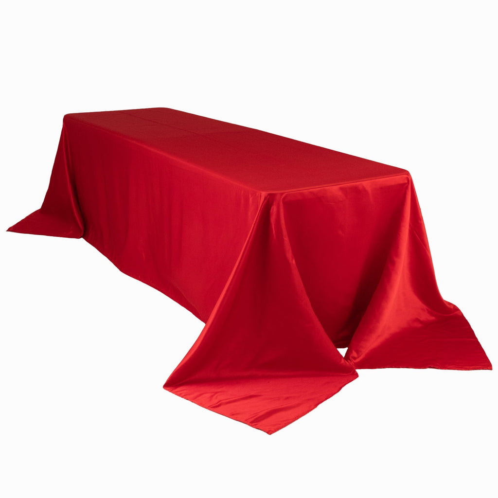Lamour Satin 90"x156" Rectangle Tablecloth Red - Luxurious, Soft Seamless Table Cover - Bell Racket Store