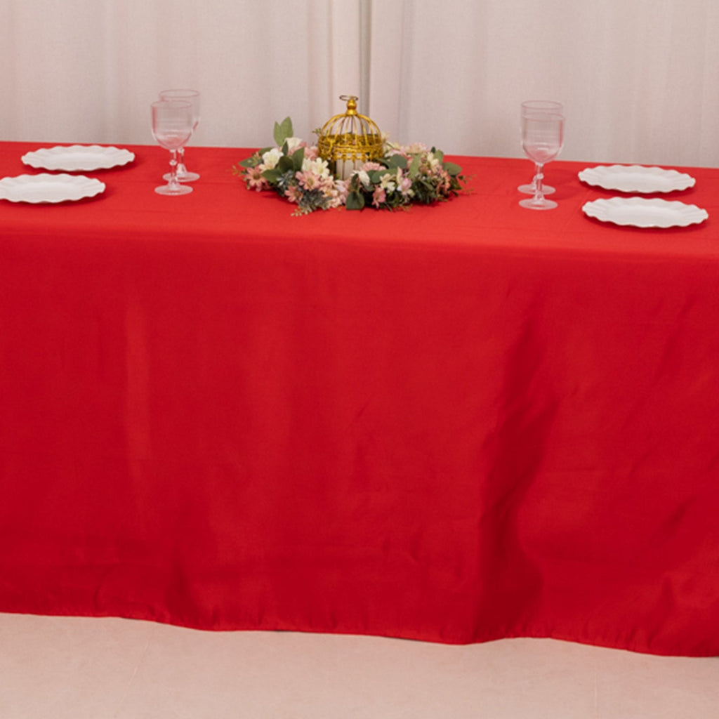 Lamour Satin 90"x156" Rectangle Tablecloth Red - Luxurious, Soft Seamless Table Cover - Bell Racket Store