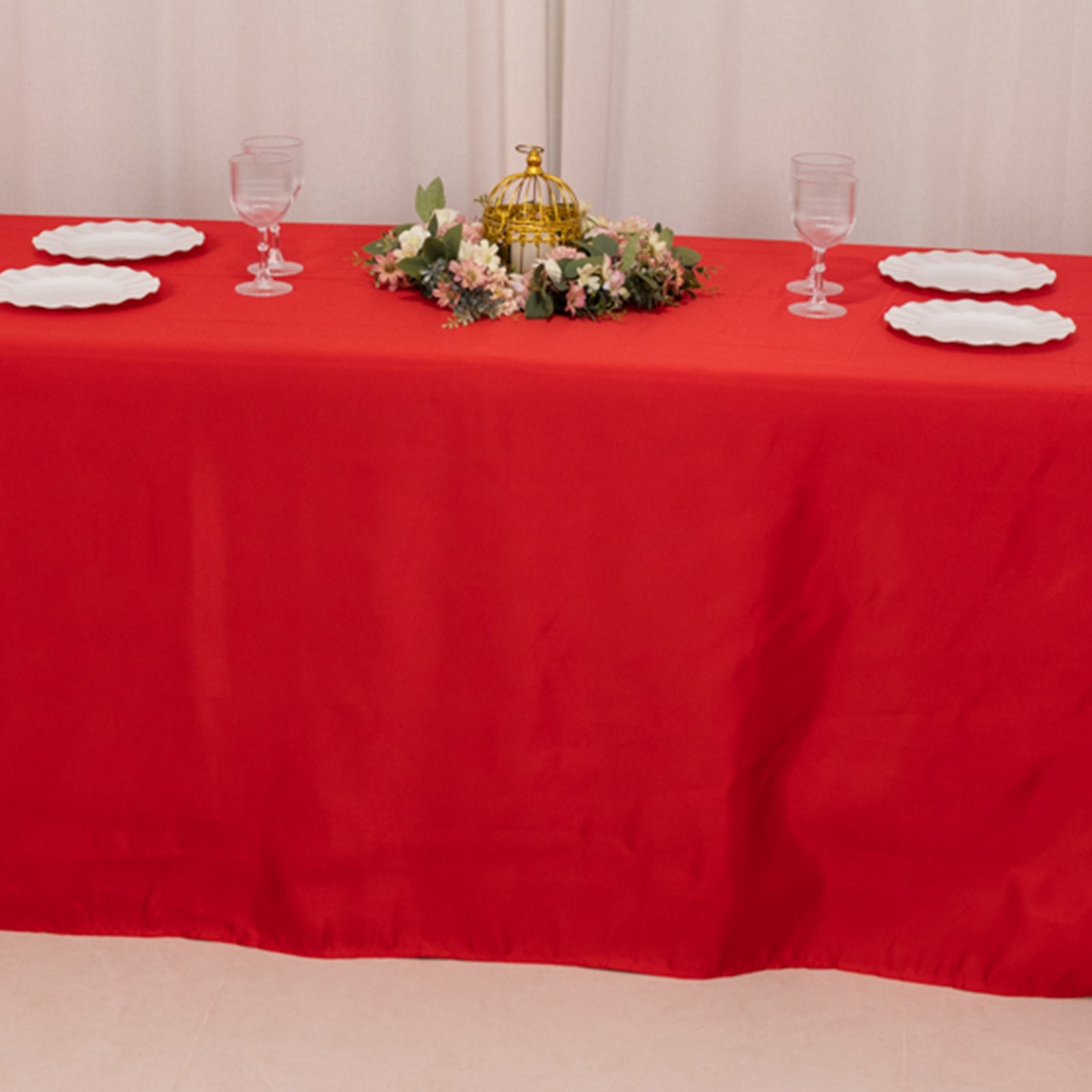 Lamour Satin 90"x156" Rectangle Tablecloth Red - Luxurious, Soft Seamless Table Cover - Bell Racket Store