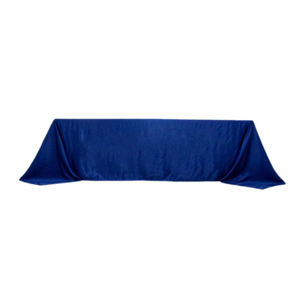 Lamour Satin 90"x156" Rectangle Tablecloth Royal Blue - Luxurious, Soft Seamless Table Cover - Bell Racket Store