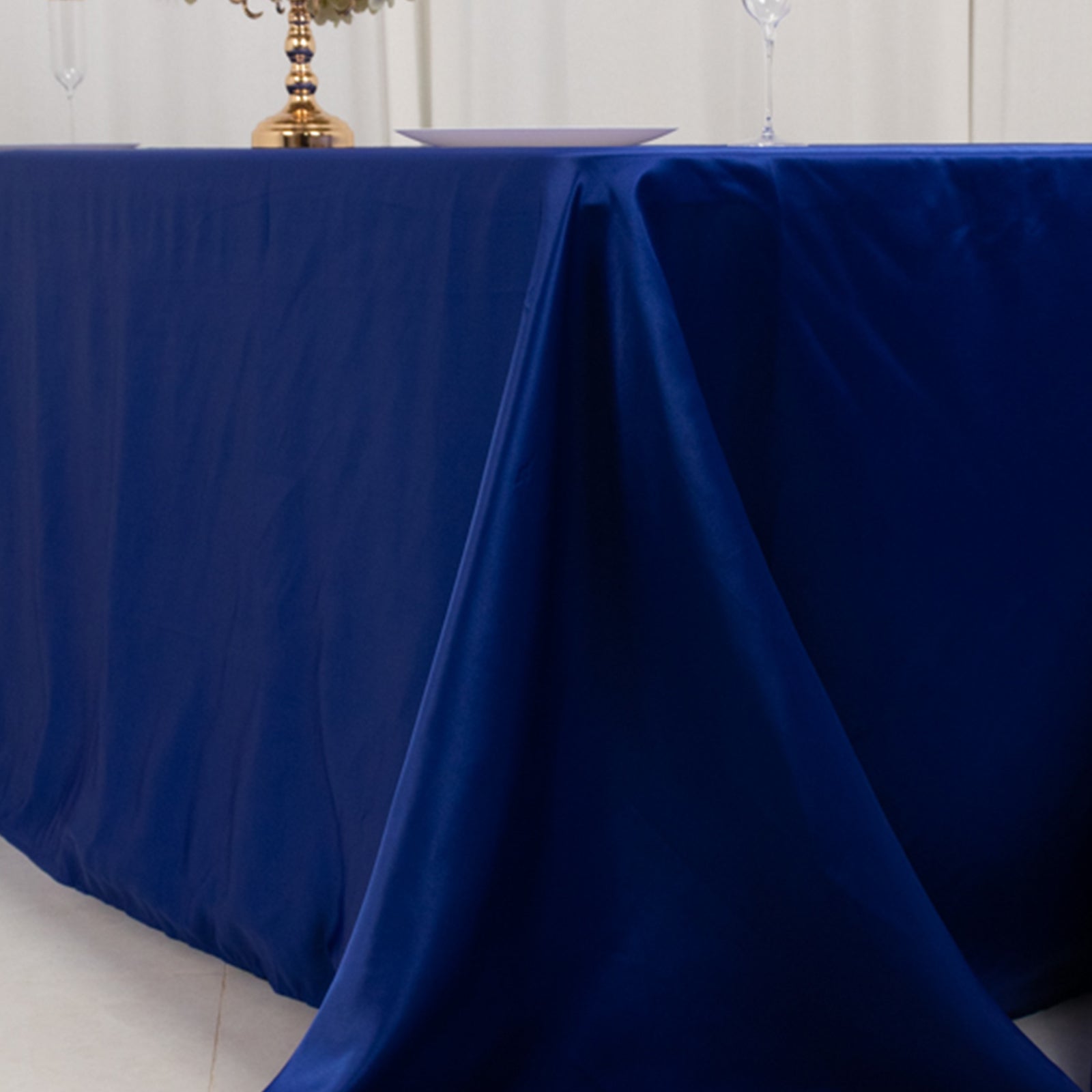 Lamour Satin 90"x156" Rectangle Tablecloth Royal Blue - Luxurious, Soft Seamless Table Cover - Bell Racket Store