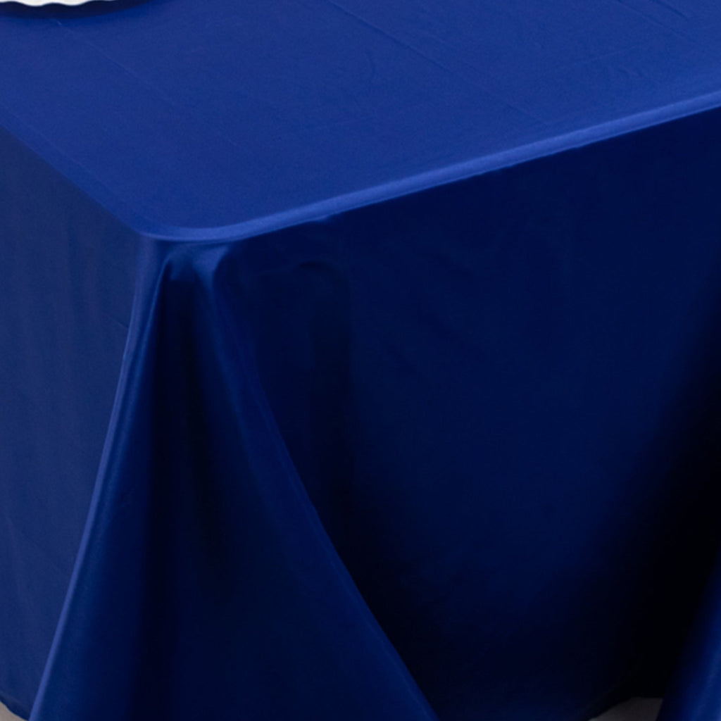 Lamour Satin 90"x156" Rectangle Tablecloth Royal Blue - Luxurious, Soft Seamless Table Cover - Bell Racket Store