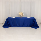 Lamour Satin 90"x156" Rectangle Tablecloth Royal Blue - Luxurious, Soft Seamless Table Cover - Bell Racket Store