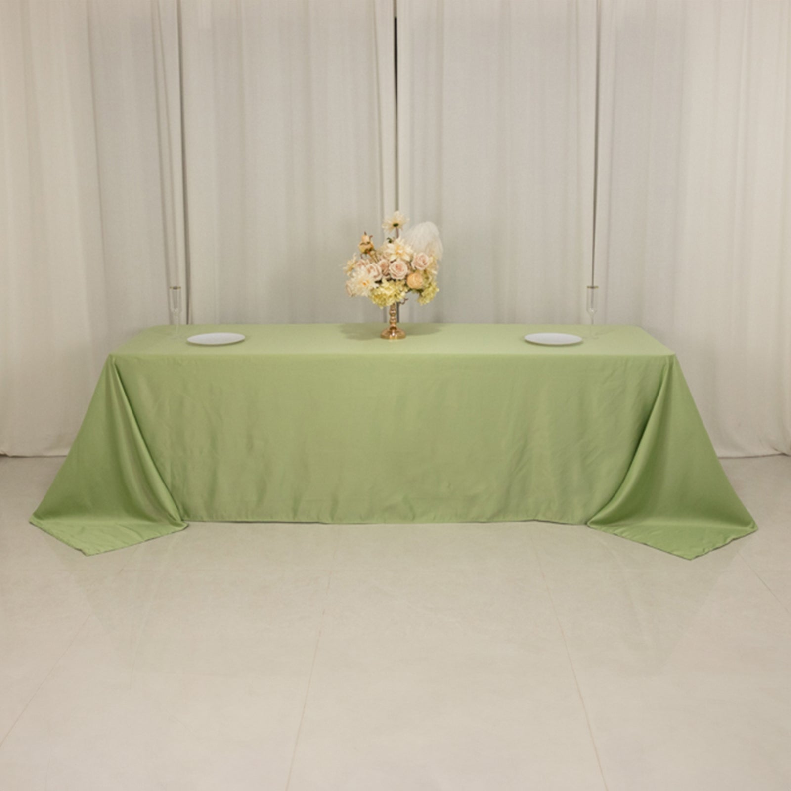 Lamour Satin 90"x156" Rectangle Tablecloth Sage Green - Luxurious, Soft Seamless Table Cover - Bell Racket Store