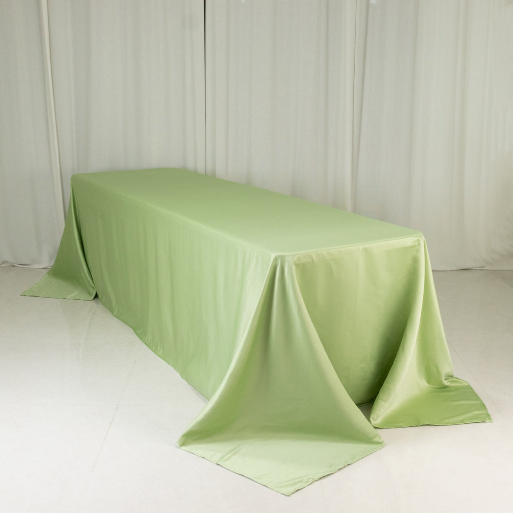 Lamour Satin 90"x156" Rectangle Tablecloth Sage Green - Luxurious, Soft Seamless Table Cover - Bell Racket Store