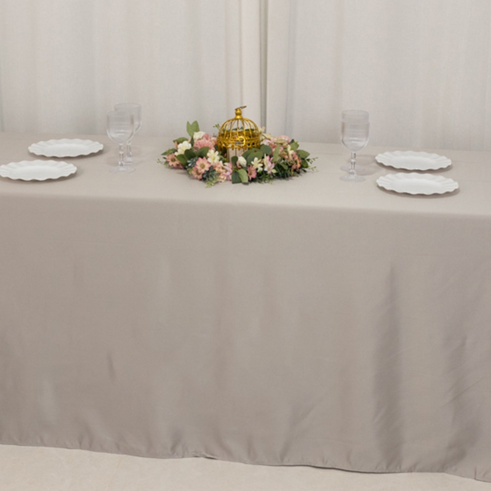 Lamour Satin 90"x156" Rectangle Tablecloth Silver - Luxurious, Soft Seamless Table Cover - Bell Racket Store