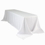 Lamour Satin 90"x156" Rectangle Tablecloth White - Luxurious, Soft Seamless Table Cover for Stylish Settings - Bell Racket Store