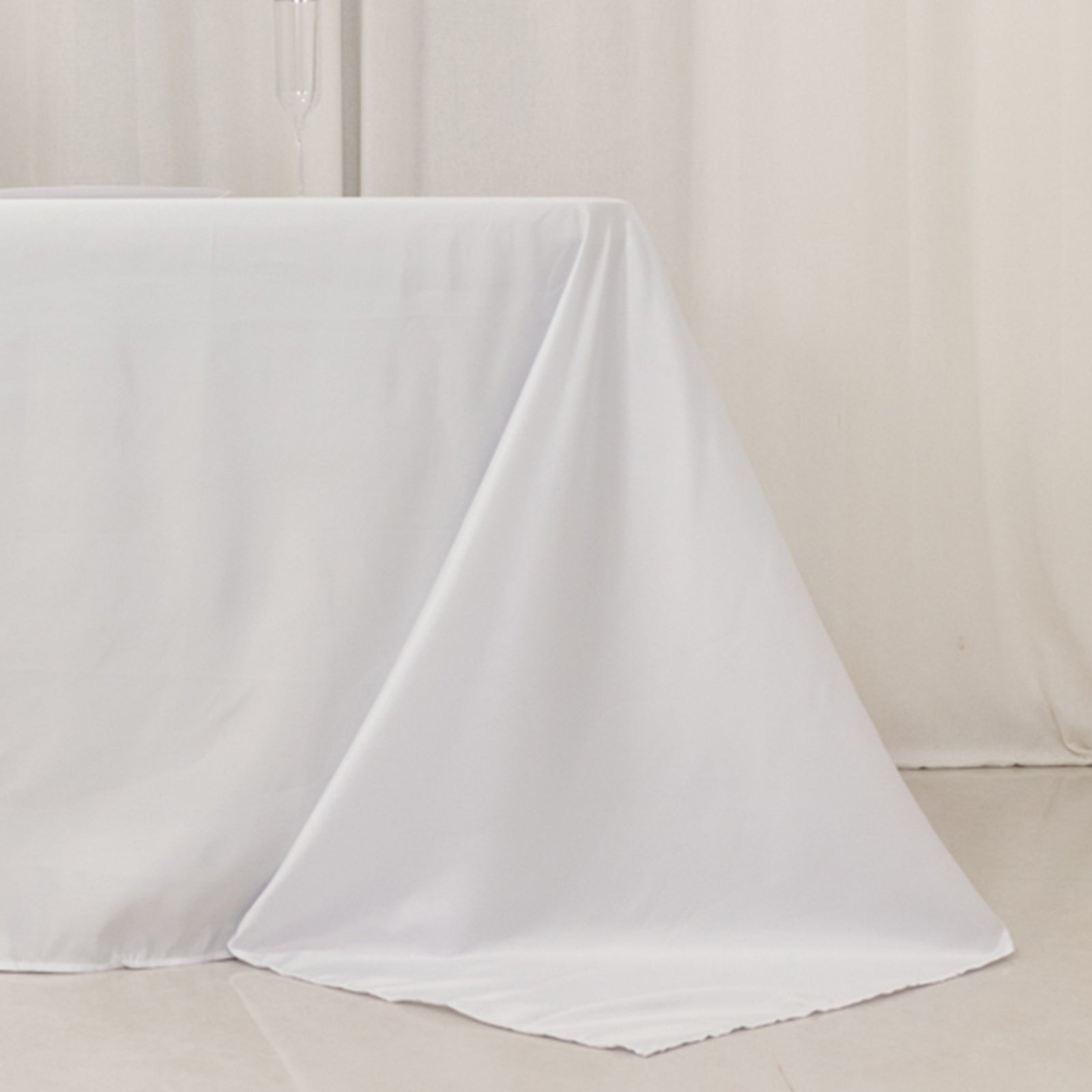 Lamour Satin 90"x156" Rectangle Tablecloth White - Luxurious, Soft Seamless Table Cover for Stylish Settings - Bell Racket Store