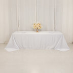 Lamour Satin 90"x156" Rectangle Tablecloth White - Luxurious, Soft Seamless Table Cover for Stylish Settings - Bell Racket Store