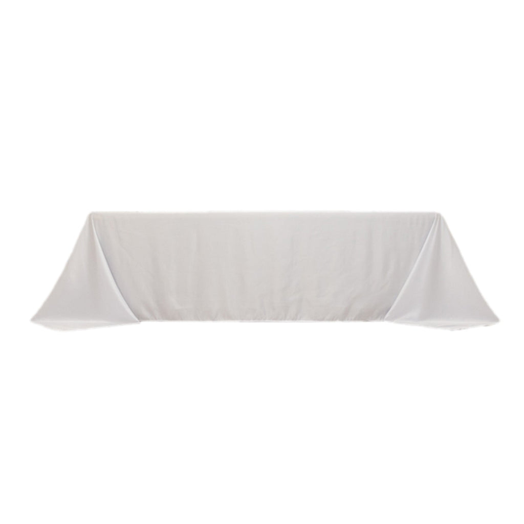 Lamour Satin 90"x156" Rectangle Tablecloth White - Luxurious, Soft Seamless Table Cover for Stylish Settings - Bell Racket Store