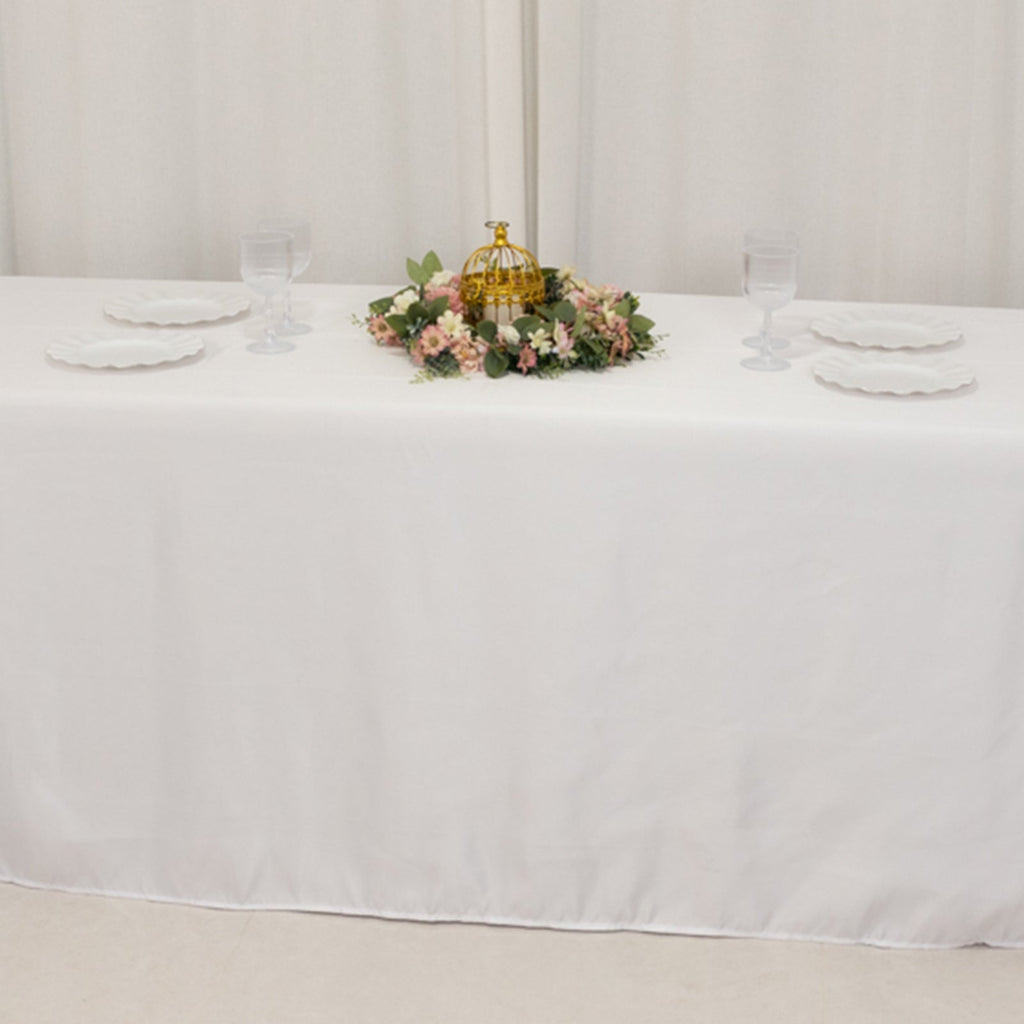 Lamour Satin 90"x156" Rectangle Tablecloth White - Luxurious, Soft Seamless Table Cover for Stylish Settings - Bell Racket Store