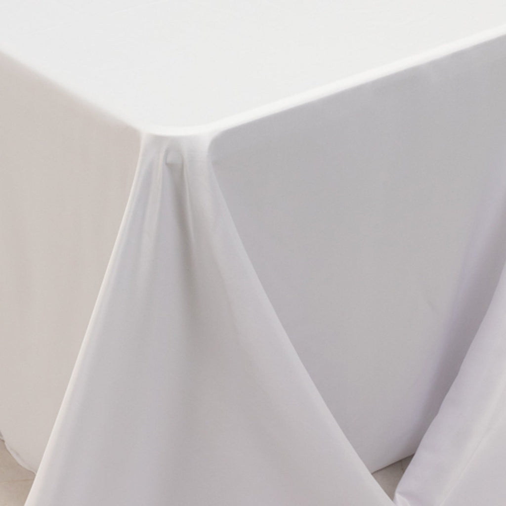 Lamour Satin 90"x156" Rectangle Tablecloth White - Luxurious, Soft Seamless Table Cover for Stylish Settings - Bell Racket Store