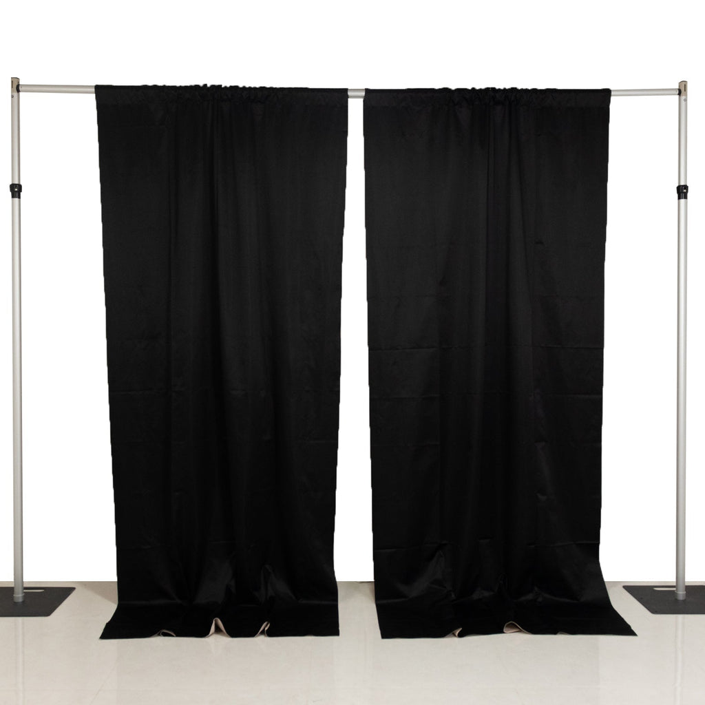 Lamour Satin Blackout Curtains 10ft x 10ft Panels Black/Ivory | Water - Resistant PU - Coated Double Sided Backdrop for Weddings & Events - Bell Racket Store