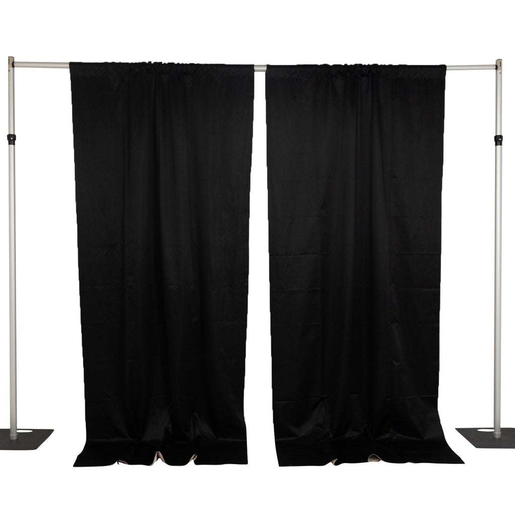 Lamour Satin Blackout Curtains 10ft x 10ft Panels Black/Ivory | Water - Resistant PU - Coated Double Sided Backdrop for Weddings & Events - Bell Racket Store
