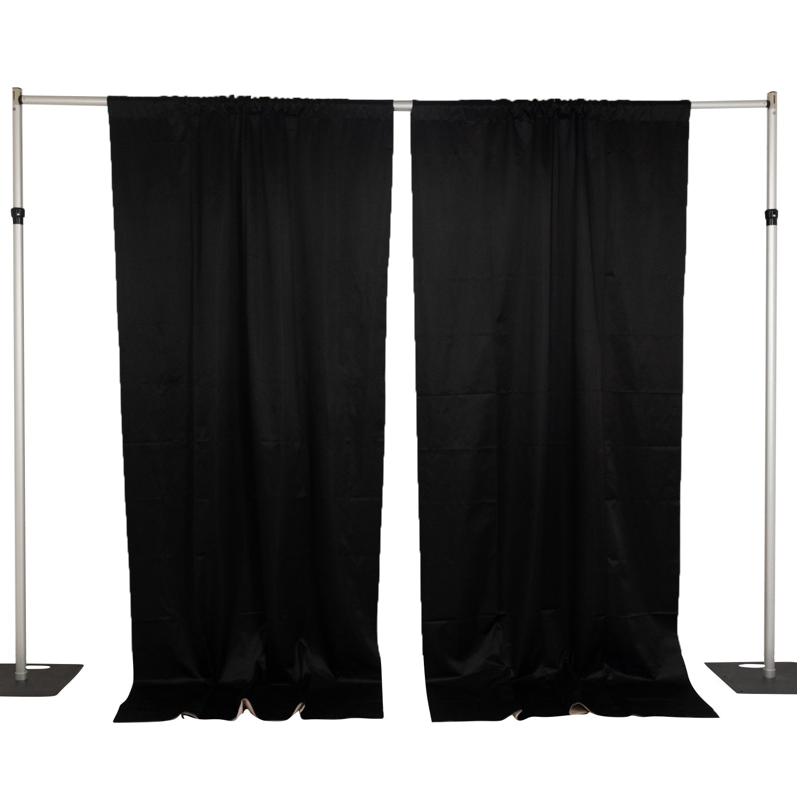 Lamour Satin Blackout Curtains 10ft x 10ft Panels Black/Ivory | Water - Resistant PU - Coated Double Sided Backdrop for Weddings & Events - Bell Racket Store