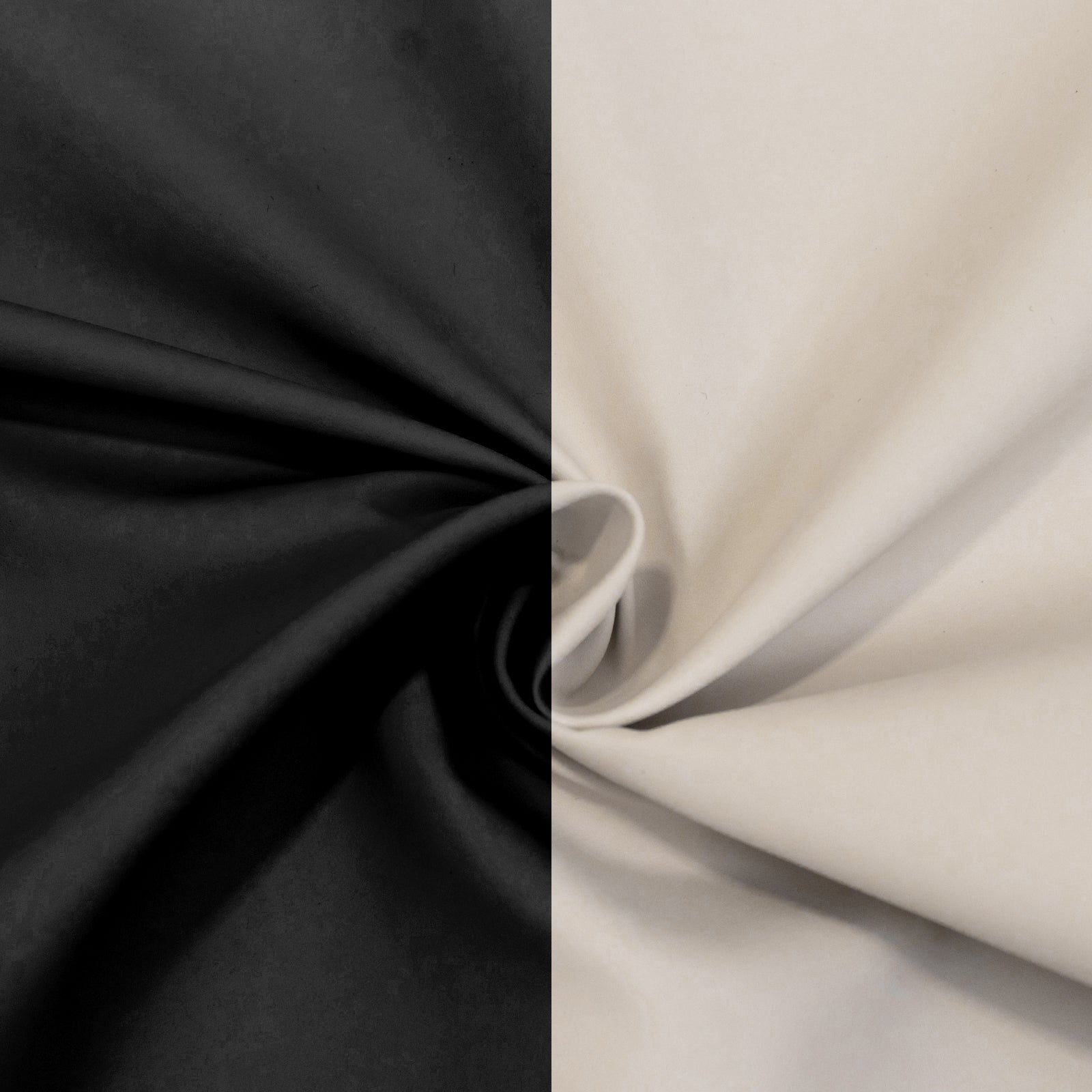 Lamour Satin Blackout Curtains 10ft x 10ft Panels Black/Ivory | Water - Resistant PU - Coated Double Sided Backdrop for Weddings & Events - Bell Racket Store